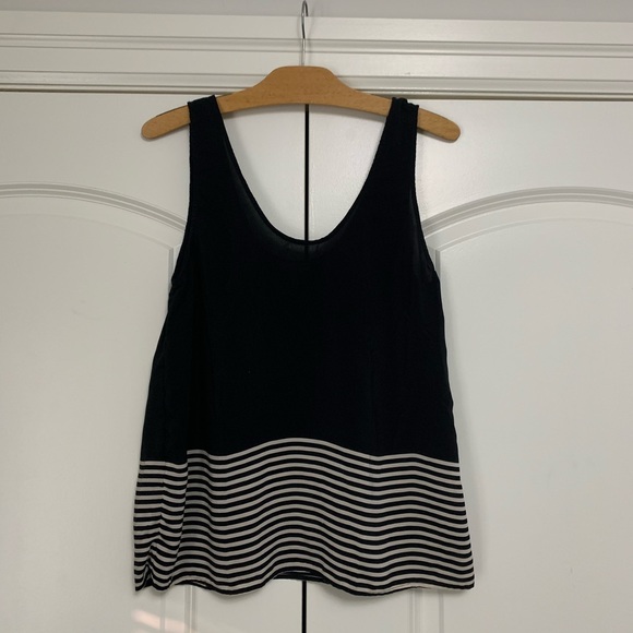 ❤️Joie Silk Blouse Black Cream Stripe Small - Picture 1 of 4